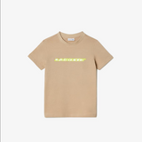 Lacoste Kids’ Cotton Jersey T-Shirt with Contrast Marking - Beige / Yellow 8zb