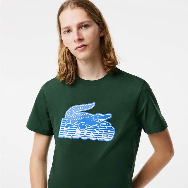 Lacoste Men’s Cotton Jersey Print T-shirt & Shorts Set - Green Blue