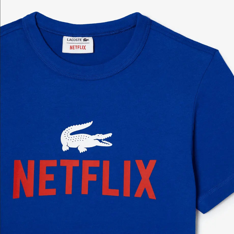 Kids’ Lacoste x Netflix Organic Cotton Print T-Shirt - Blue JQ0 - BLVD