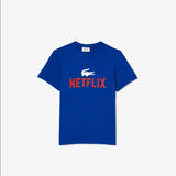 Kids’ Lacoste x Netflix Organic Cotton Print T-Shirt - Blue JQ0 - BLVD