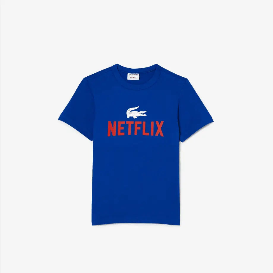 Kids’ Lacoste x Netflix Organic Cotton Print T-Shirt - Blue JQ0 - BLVD