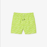 Lacoste  Kids' Printed Recycled Polyester Swim Trunks - Neon Green 9ZV