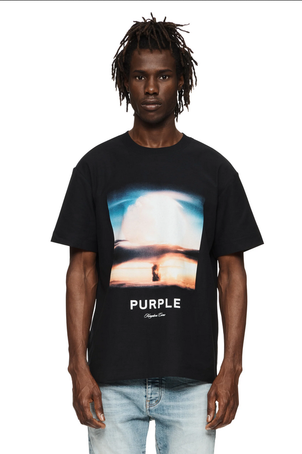 Purple Brand Men Sunset Black T-Shirt - P104-TBBS323