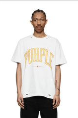 Purple Brand Men Off White Collegiate T-shirt - P117-HJCM423 - BLVD