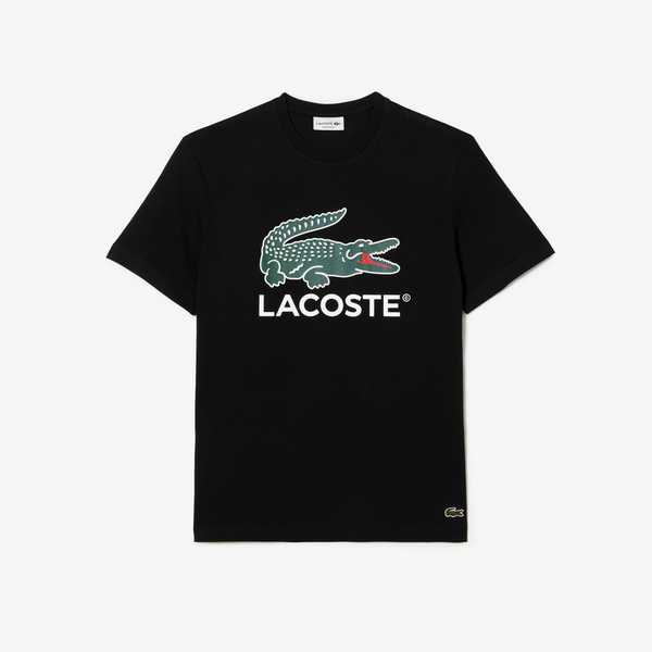 Lacoste Men's Cotton Jersey Signature Print T-Shirt - Black