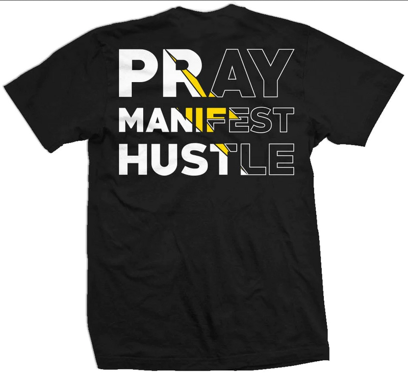 Million Dolla Motive - Pray Manifest Hustle - Black Yellow T-Shirt