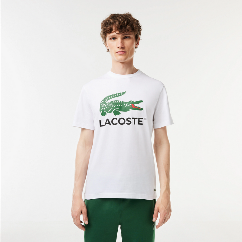 Lacoste Men's Cotton Jersey Signature Print T-Shirt - White