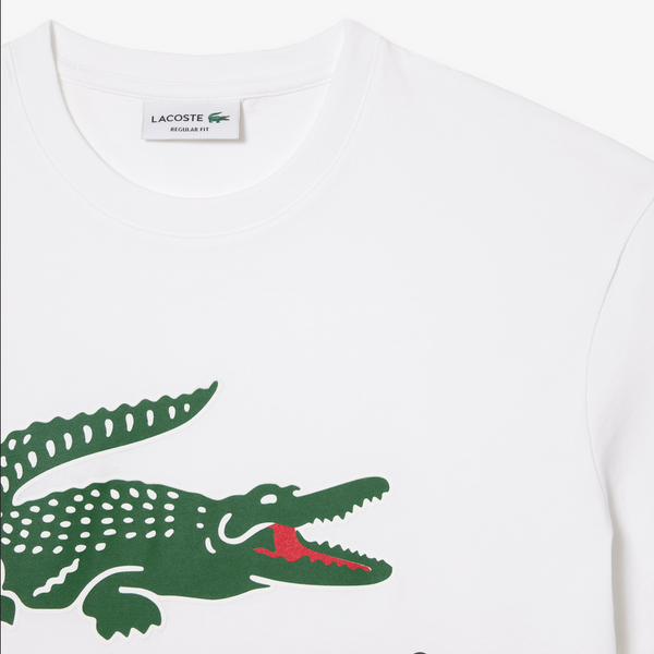 Lacoste Men's Cotton Jersey Signature Print T-Shirt - White