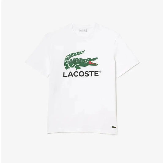 Lacoste Men's Cotton Jersey Signature Print T-Shirt - White - BLVD