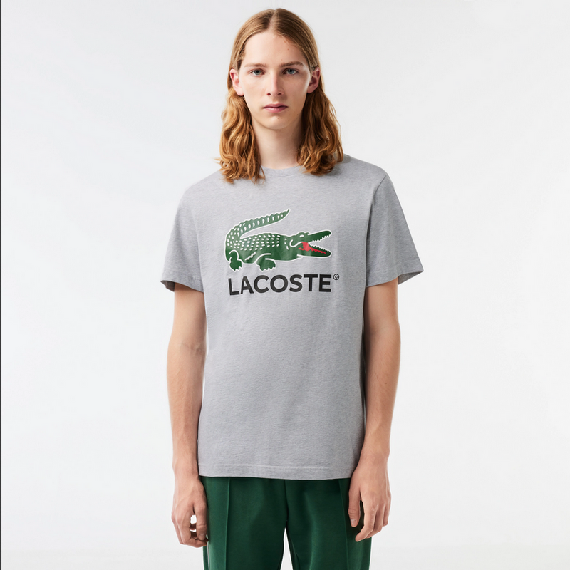 Lacoste Men's Cotton Jersey Signature Print T-Shirt - Grey Chine