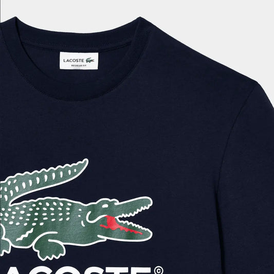 Lacoste Men's Cotton Jersey Signature Print T-Shirt - Navy - BLVD