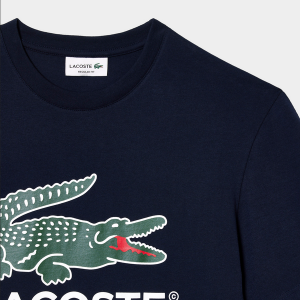 Lacoste Men's Cotton Jersey Signature Print T-Shirt - Navy