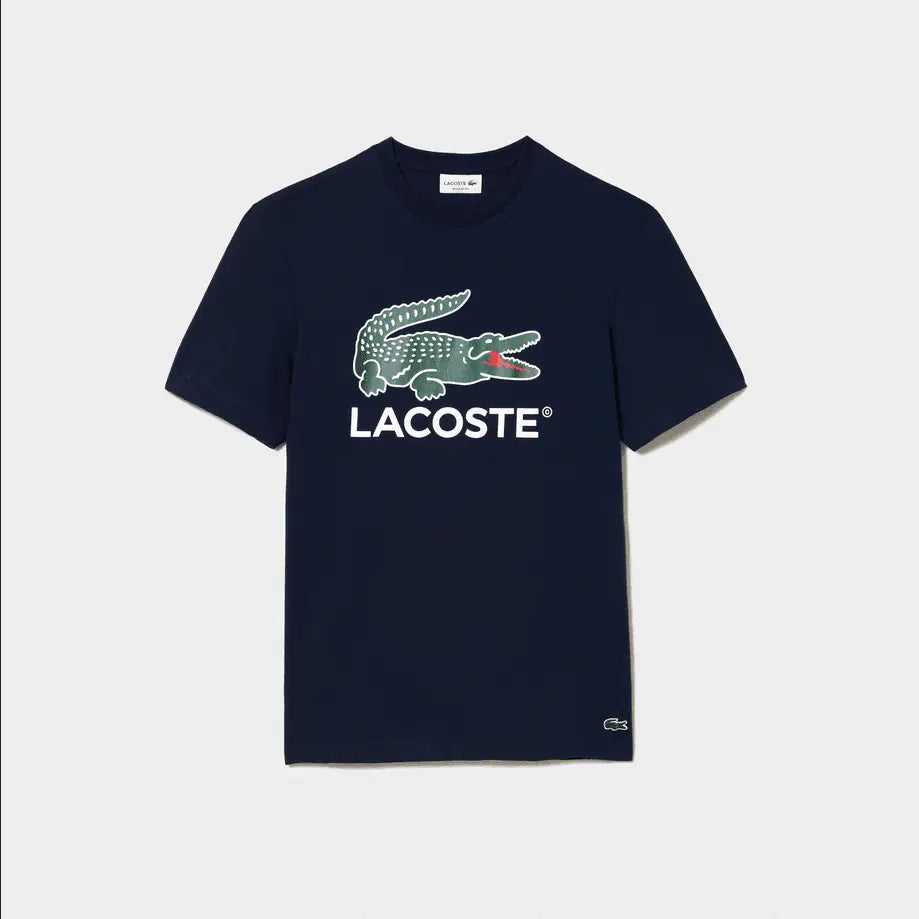 Lacoste Men's Cotton Jersey Signature Print T-Shirt - Navy - BLVD
