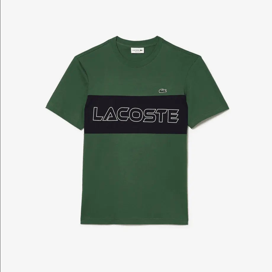 Lacoste Men's Regular Fit Printed Colorblock T-Shirt - Green / Navy kzi - BLVD