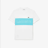 Lacoste Men's Regular Fit Printed Colorblock T-Shirt - White / Turquoise ri6 - BLVD