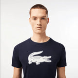 Men's Lacoste SPORT 3D Print Crocodile Breathable Jersey T-shirt - Navy White 525 - BLVD