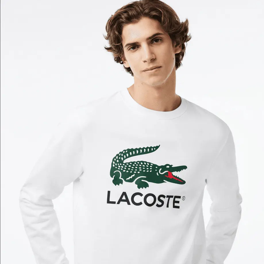Lacoste Men's Classic Fit Cotton Fleece Sweatshirt - White 001 - BLVD