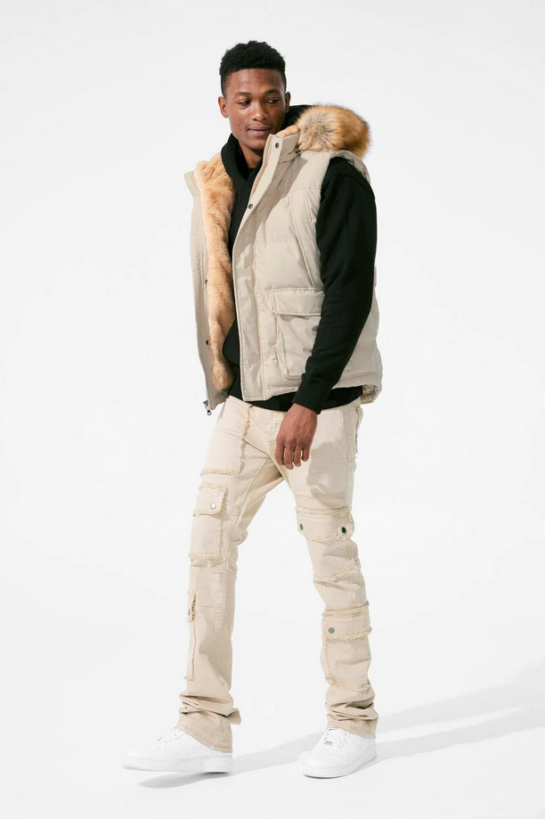 Jordan Craig Yukon Fur Lined Puffer Vest (Khaki)
