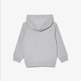 Lacoste Kids' Fleece Cotton Hoodie - Grey White - BLVD