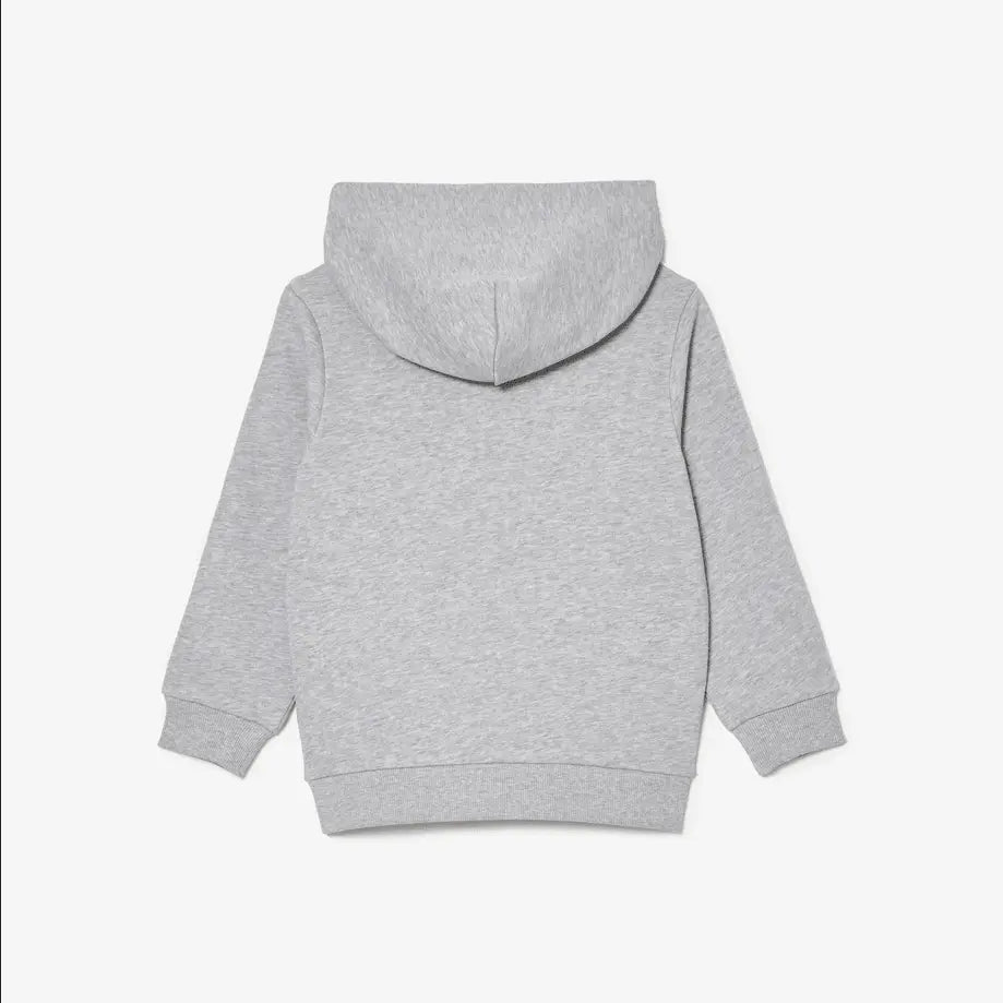 Lacoste Kids' Fleece Cotton Hoodie - Grey White - BLVD