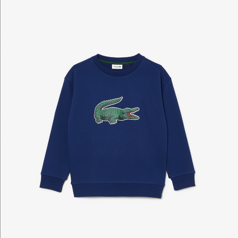 Lacoste Kids' Signature Print Sweatshirt - Blue F9F