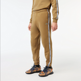 Lacoste Men’s Classic Fit Branded Stripes Zip-Up Hoodie & Logo Stripe Joggers Set - Brown SIX
