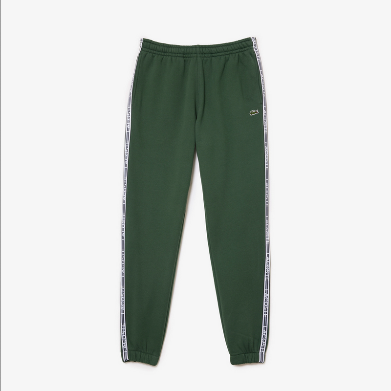 Lacoste Men’s Classic Fit Branded Stripes Zip-Up Hoodie & Logo Stripe Joggers Set - Dark Green SMI