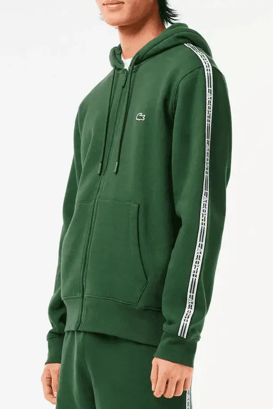 Lacoste Men’s Classic Fit Branded Stripes Zip-Up Hoodie - Green Smi - BLVD