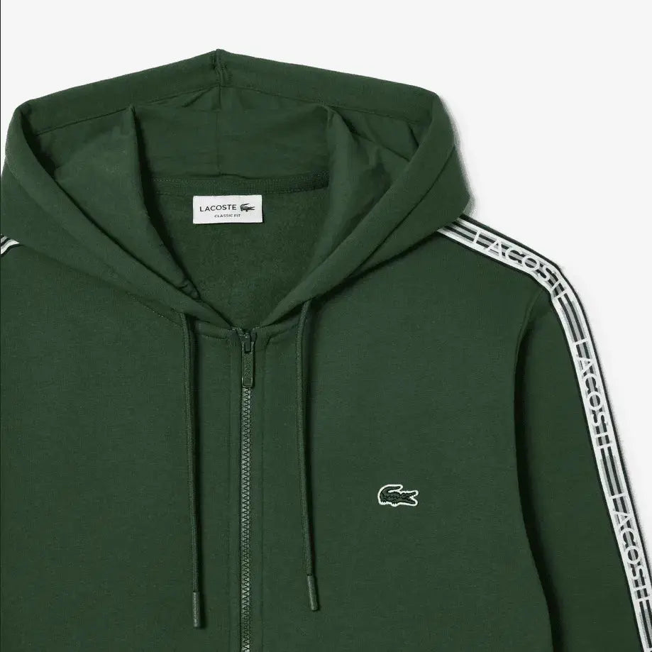 Lacoste Men’s Classic Fit Branded Stripes Zip-Up Hoodie - Green Smi - BLVD
