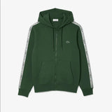 Lacoste Men’s Classic Fit Branded Stripes Zip-Up Hoodie - Green Smi - BLVD