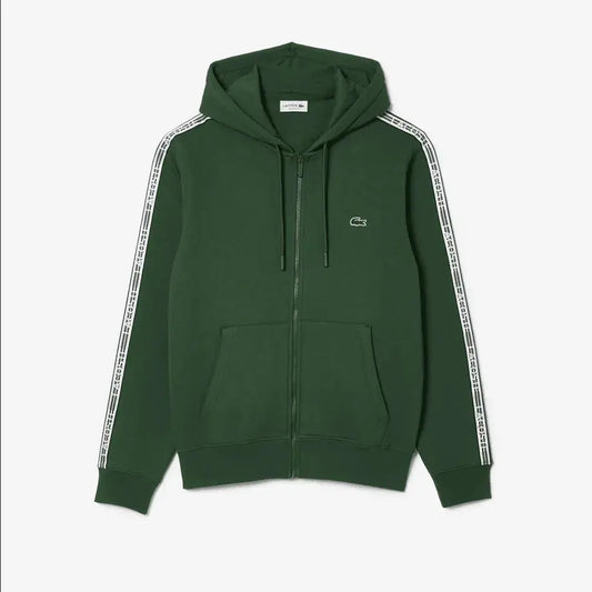 Lacoste Men’s Classic Fit Branded Stripes Zip-Up Hoodie - Green Smi - BLVD