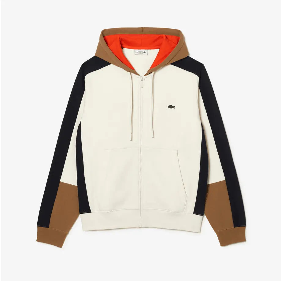 Lacoste Men's Colorblock Zip-Up Hoodie & Jogger Set - White Brown Navy RI2 - BLVD