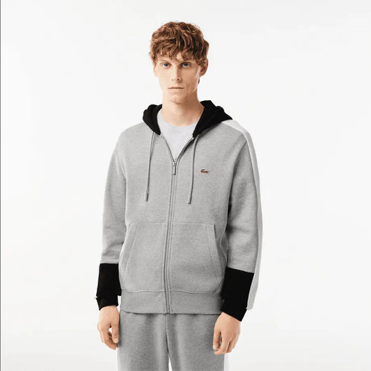 Lacoste Men's Colorblock Zip-Up Hoodie & Jogger Set - Grey White Black SJ1 - BLVD