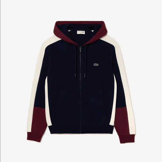 Lacoste Men's Colorblock Zip-Up Hoodie & Jogger Set - Navy Maroon White PIG - BLVD