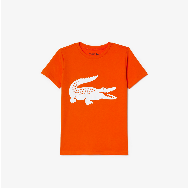 Lacoste Kids' SPORT Oversized Croc T-Shirt - Orange / White NI6