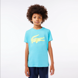 Lacoste Kids' SPORT Oversized Croc T-Shirt - Blue / Flashy Yellow NWI