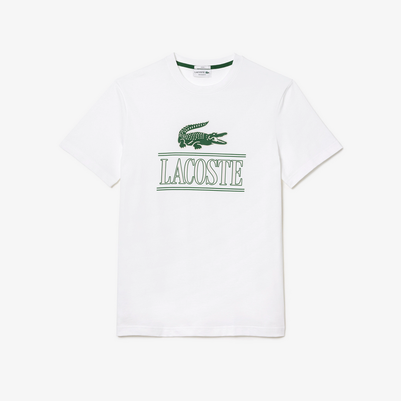 Lacoste Unisex Regular Fit Heavy Cotton Jersey T-Shirt - White Green 001