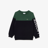Lacoste Kids’ Colorblock Organic Cotton Flannel Sweatshirt - Dark Green Navy KZI