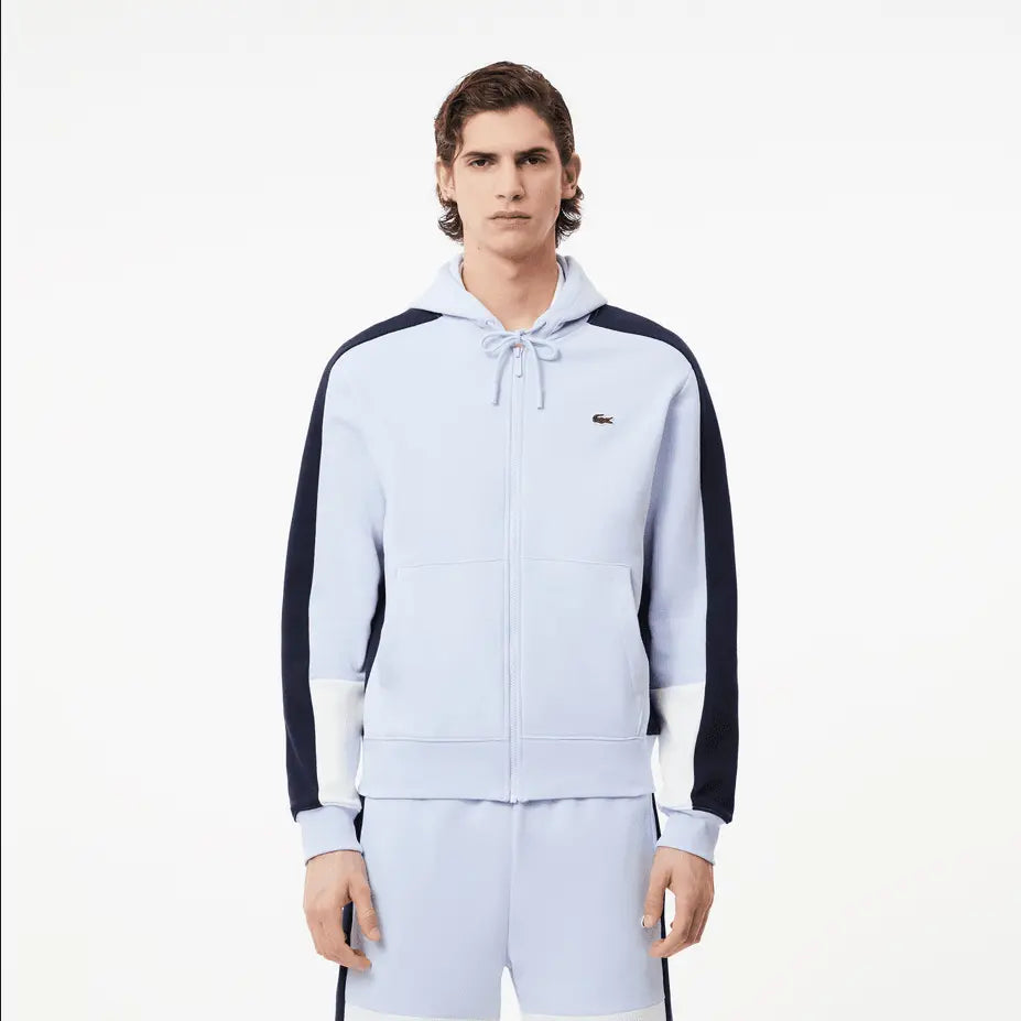 Lacoste Men's Colorblock Zip-Up Hoodie & Jogger Set - Light Blue Navy Blue White IHI - BLVD