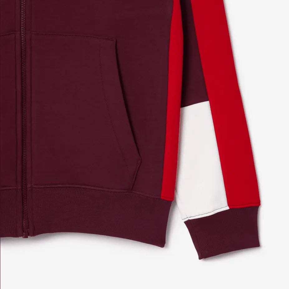 Lacoste Men's Colorblock Zip-Up Hoodie & Jogger Set - Bordeaux Red White - BLVD