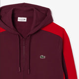 Lacoste Men's Colorblock Zip-Up Hoodie & Jogger Set - Bordeaux Red White - BLVD