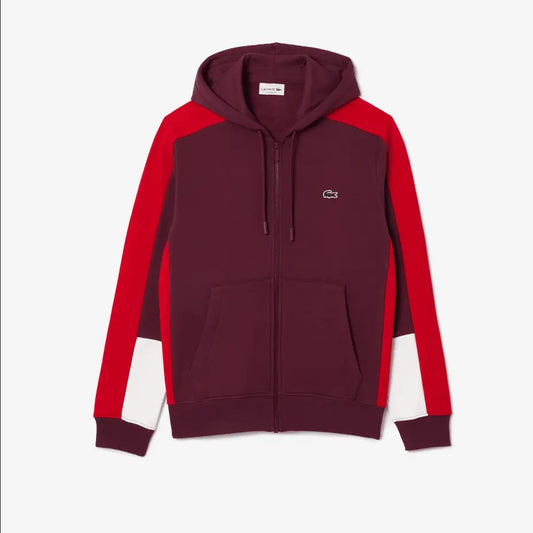 Lacoste Men's Colorblock Zip-Up Hoodie & Jogger Set - Bordeaux Red White - BLVD