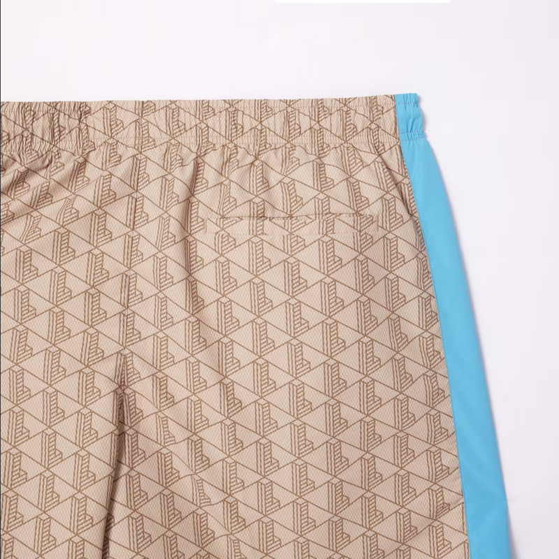 Lacoste Men's Monogram Track Jacket & Swim Trunks Shorts Set - Beige Pink Blue