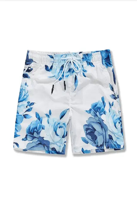 Jordan Craig - Retro - Ibiza Lounge Nylon Shorts - Blue Floral - BLVD