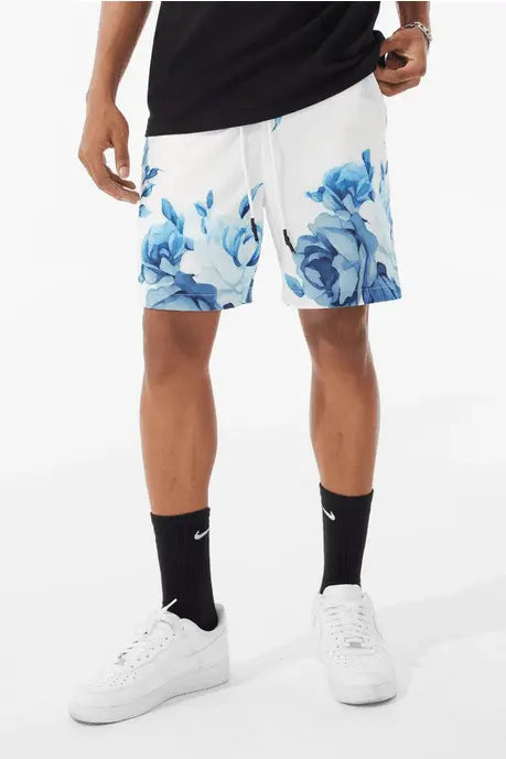 Jordan Craig - Retro - Ibiza Lounge Nylon Shorts - Blue Floral - BLVD