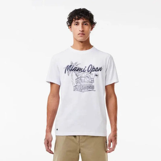 Lacoste Men's Miami Open Edition Ultra-Dry UV50 Sport Tennis T-Shirt - White - BLVD