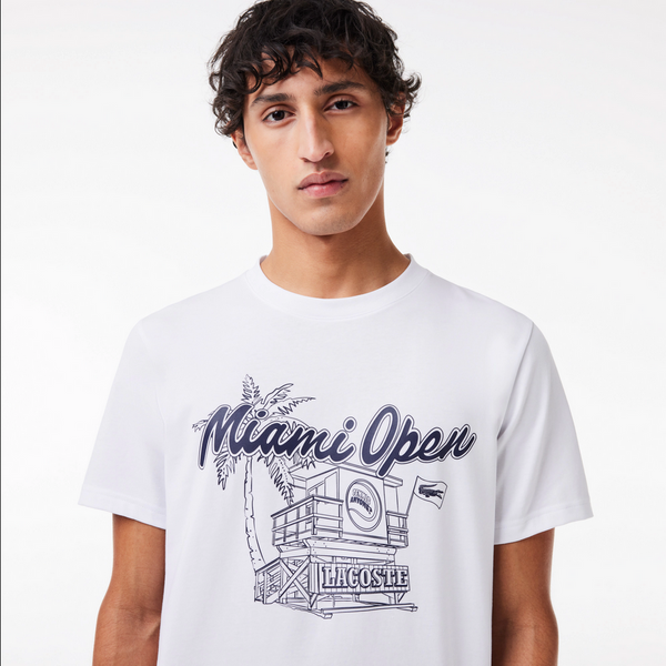 Lacoste Men's Miami Open Edition Ultra-Dry UV50 Sport Tennis T-Shirt - White