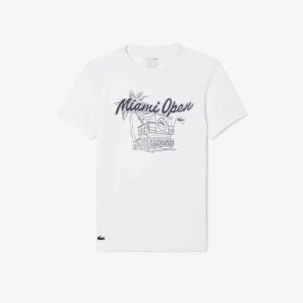 Lacoste Men's Miami Open Edition Ultra-Dry UV50 Sport Tennis T-Shirt - White - BLVD