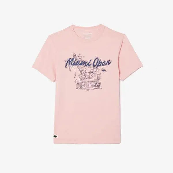 Lacoste Men's Miami Open Edition Ultra-Dry UV50 Sport Tennis T-Shirt - Waterlily Pink - BLVD