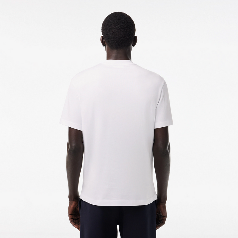 Lacoste  Men's Heavy Cotton Tennis Ball Print T-Shirt - White 001